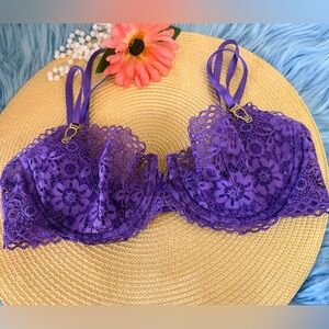 Victoria's Secret NWT Deadstock Y2K Vibrant Purple Lace Bra 36B